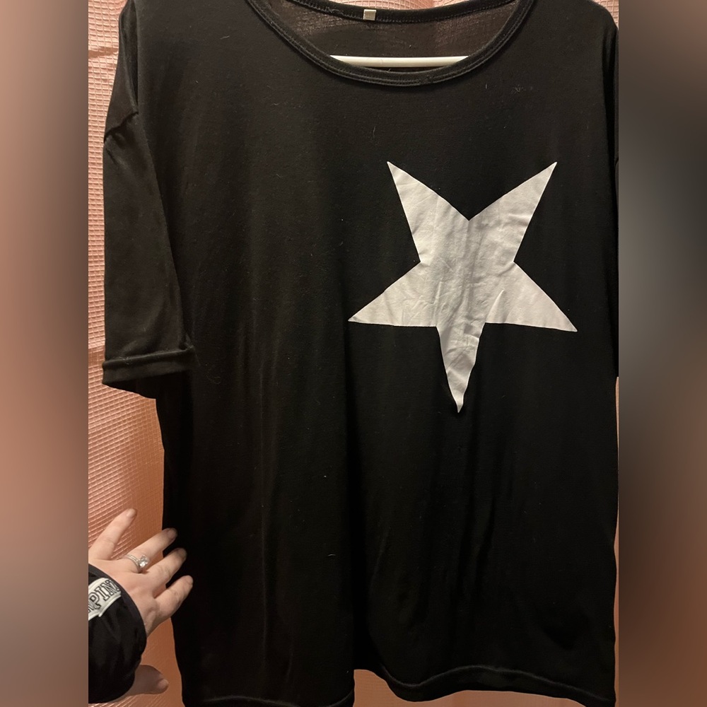 Black T-Shirt with White Star